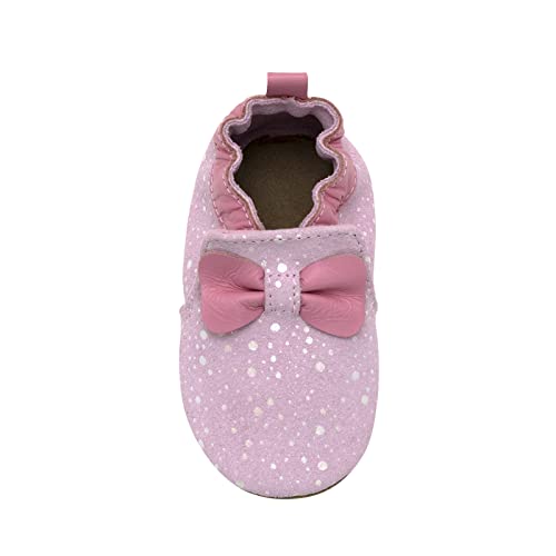 Robeez Baby Girls And Unisex Soft Soles Slip-Resistant Crib Shoes Slippers Moccasins For Infant And Toddler - Glitzy Bow Pink - 18-24 Months #TOP6