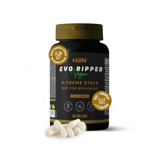 HSN Evoripped Termogénico Extremo | 120 Cápsulas Vegetales | 300 mg Cafeína Pura por Dosis | Stack Avanzado con EGCG, P-Sinefrina y Extractos Vegetales | Vegano, Sin Gluten, No GMO