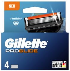 Gillette Proglide Lot de 4 lames de rechange d'origine pour homme, 2 bandes lubrifiantes avant et après les lames et bande lubrifiante EverGlide pour une...