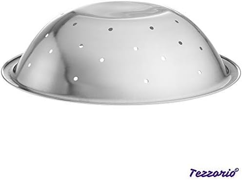 Miniatura 3 de Colador de lavado de frutas y verduras de acero inoxidable de 2 cuartos de galón, cuenco de lavado perforado, cesta de fregadero de base plana con