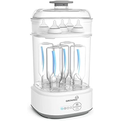 GROWNSY Bottle Sterilizer and Dryer, Compact Electric Steam Baby Bottle Sterilizer (Esterilizador de Biberones), Bottle Sanitizer for Baby Bottles, Pacifiers, Pump Parts Cover
