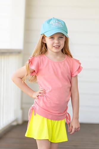 Image of Arshiner Girls T Shirts Ruffle Short Sleeve Ruched Knot Side Tunic Blouse Summer Tee Tops