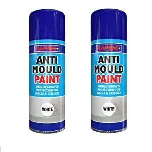 400ml Anti Mould Spray Paint, Condensation Paint, Reduces Wet Walls Ceilings, Tough Matt White Used for Protections of Wall, No Cfcs (Pack of 2)
