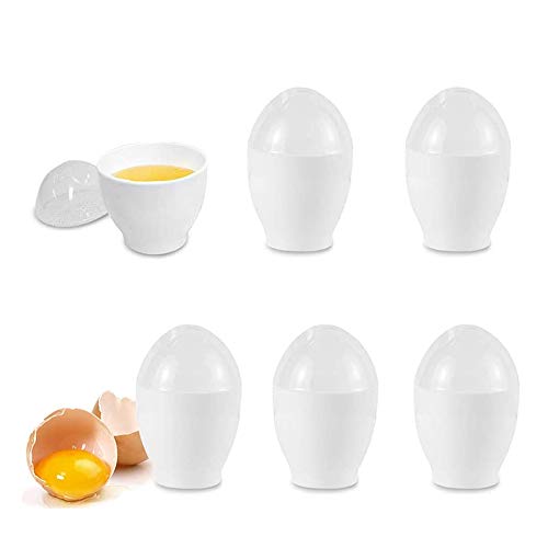6 Pack Microwave Egg Cooker Cup Egg Poacher Egg Boiler Steam Eggs Without The Shell Egg Tools Set of 6 (White)