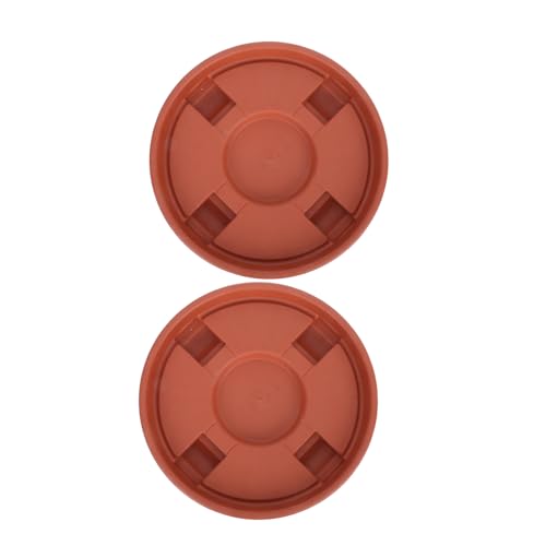 Kisangel Lot De 2 Supports De Pots De Fleurs roulettes, Plateaux Mobiles en Plastique Épais Brique Rouge, pour Jardin D'intérieur Et D'extérieur, Charge Robuste Et Surface Lisse Sécurisée