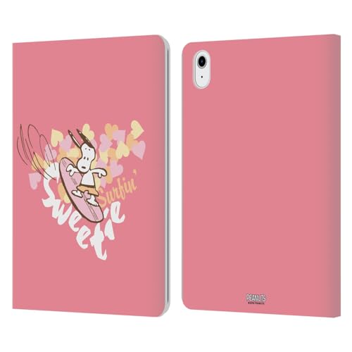 Head Case Designs Officially Licensed Peanuts Surfing Sweetie Beach Snoopy Leather Wallet Case Compatible with Apple iPad Air 11 2020/2022/2024/2025