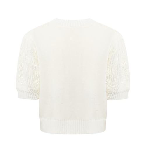 Women's Summer Sweater Short Sleeve Casual Round Neck Knit Sweater2