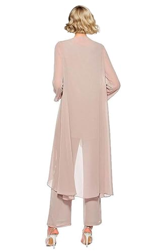 3 Piece Mother of The Bride Pant Suits Chiffon Women Wedding Party Outfit4