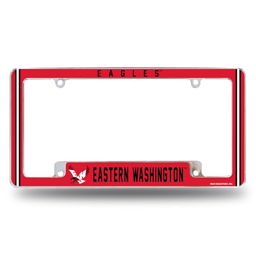 Rico Industries NCAA Eastern Washington Eagles 12" x 6" Chrome All Over Automotive License Plate Frame for Car/Truck/SUV