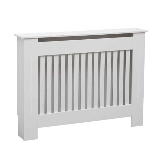 Oypla Medium White Wooden Slatted Grill Radiator Cover MDF Cabinet