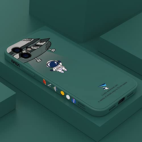 Coque silicone iPhone astronaute mignon liquide souple vert compatible iPhone 13 12 11 Pro Max XR