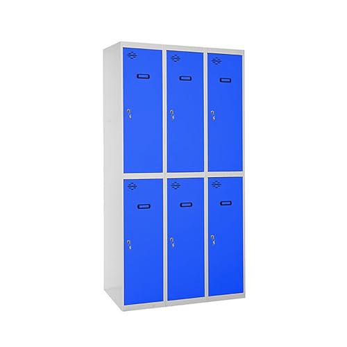 Simon Rack Taquillas Vestuario Metalicas, 6 Puerta, Incluye Llave, 1800x900x500 mm, Gris/Azul - Simonlocker