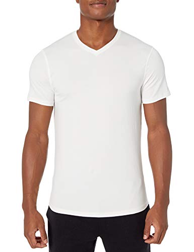 Amazon Brand - Peak Velocity Men's Pima Cotton Modal V-Neck T-shirt, White, XX-Large