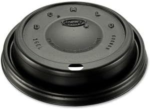 Cappuccino Dome SipPer Lids - Plastic, Black - 100 per Pack, Pack of 10
