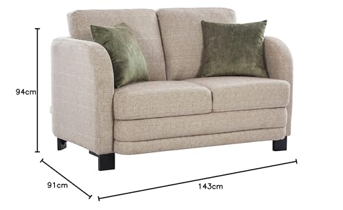 Image of HomeTown Grace Fabric Two Seater Sofa in Grey Colour
