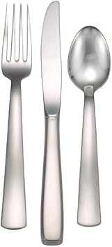 Liberty Tabletop 24 Piece Satin America Flatware Set, 18/10 Stainless Steel, Silver, Brushed Finish, Service for 8, Made in USA