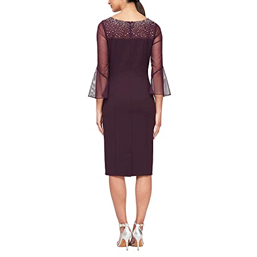 Image of Alex Evenings Womens Short Shift Dress with Embellished Illusion Detail