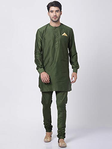 Image of VASTRAMAY Men's Black Cotton Blend Kurta and Pyjama Set