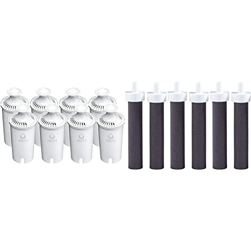 Brita Standard Replacement Water Filters for Pitchers and Dispensers, BPA Free, 8 Count & Water Bottle Replacement Filters, BPA Free, 6 Count