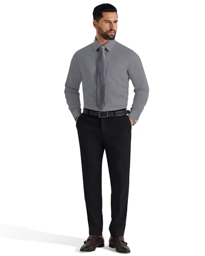 Image of Alimens & Gentle French Cuff Regular Fit Dress Shirts (Cufflink Included) | Office Work,Business Casual,Wedding,Formal Event,Interview,cufflink,Soft,Breathable,Polyester Cotton