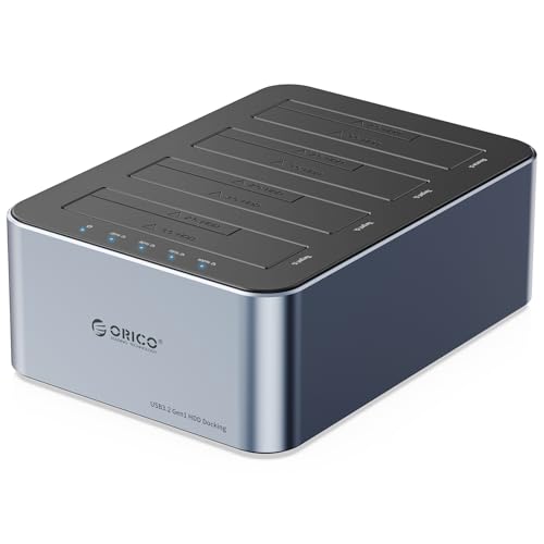 ORICO HDD ケース 4台 20TB*4 オフラインクローニング機能付き HDD スタンド USB 3.2 Gen 1 5Gbpsの転送速度 アルミ HDD ケース 3.5インチ 2-in-1データケーブル付属 SATA 2.5/3.5インチSSD/HDD用 ハードディスクケース 6646C3-C