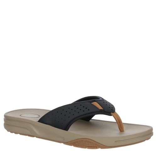 Restoration Hugo - Men's Faux Leather Slip-On Summer Flip-Flop Sandals Navy, Size 10.0 Medium Width
