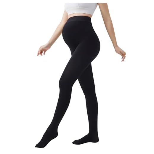 Donna Leggings Prémaman Pannello Elastico Black Maternity Tights 320D (Black, Free)