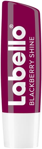 Labello Blackberry Shine Lippenpflegestift, Lippenpflege mit zartrotem Glanz für 24h Feuchtigkeit, pflegender Lippenbalsam mit Sheabutter und Brombeeraroma (4,8 g)