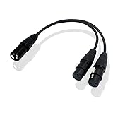 BRIEFCEC Mikrofon Patchkabel, XLR Stecker auf Dual XLR Buchse 30CM 3 PIN PVC XLR Y Splitter Kabel XLR Verzweigungskabel für Plattenmixer AMP Limiter Speaker (1 Buchse zu 2 Stecker, 30CM, Schwarz)