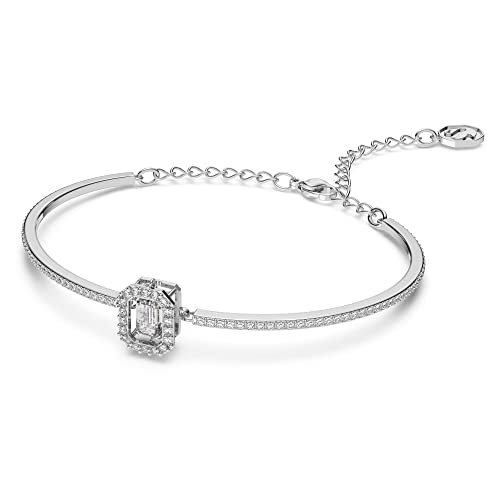 Swarovski Una Bangle, Octagon cut, White, Rhodium Finished2