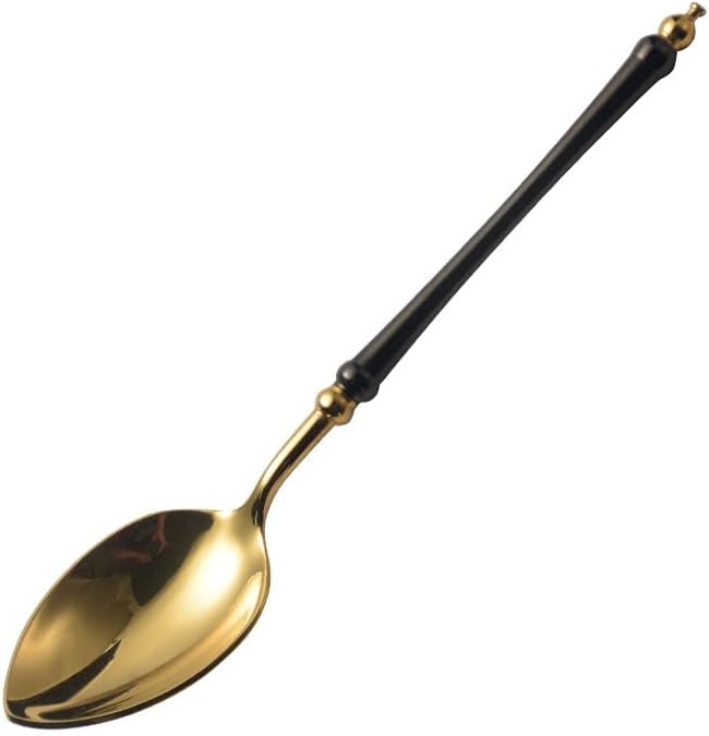 Silverware Set, 1/4/6/8/10/12 Pcs 304 Stainless Steel Dessert Spoon Coffee Stirring Spoon Light Luxury Mirror Black Gold Soup Spoon(12 Pieces)
