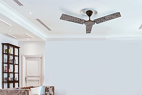 Image of Stylista Waterproof & Dustproof Three Blade Ceiling Fan Cover with attachable Enclosure Set of 1 Fan Cover Packed Pattern Grey