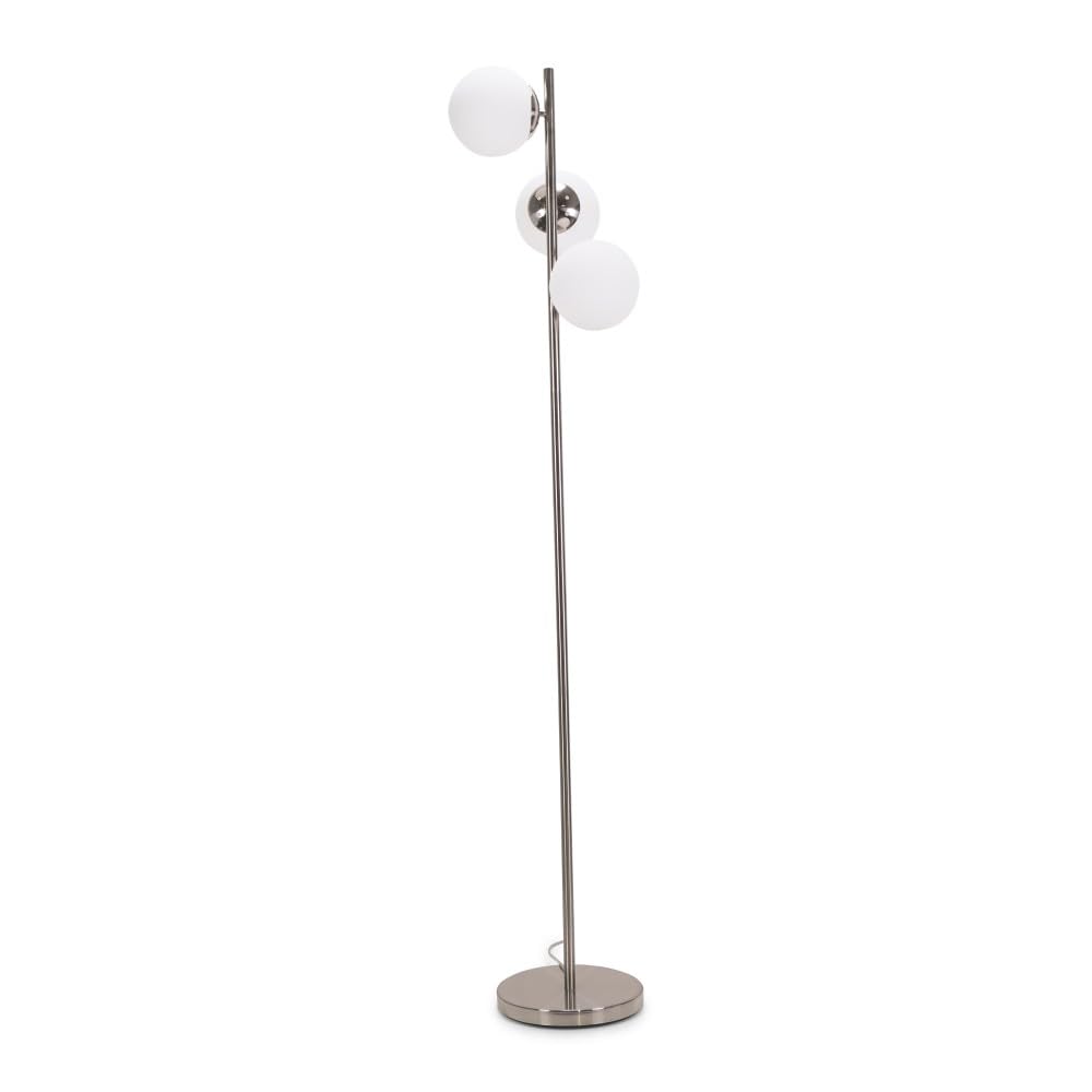 ValueLights - Floor Lamp - Frosted Glass Globe Shade - Silver Chrome - 3-Way LED
