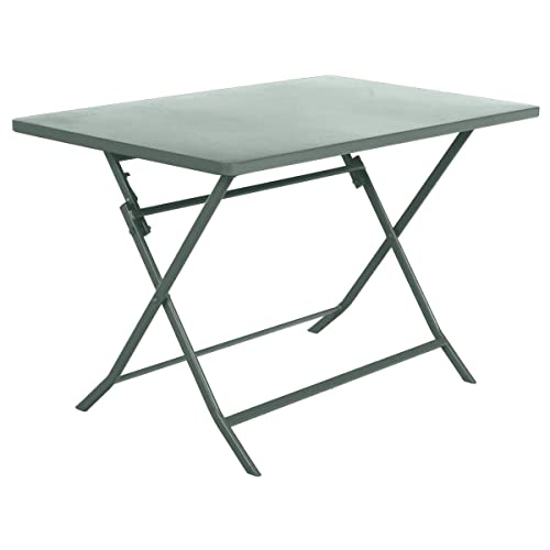 Hespéride - Table de Jardin Pliante Rectangle Greensboro 4 Places Vert Olive - Acier Antirouille Renforcé - Mobilier pour Jardin, Balcon, Terrasse