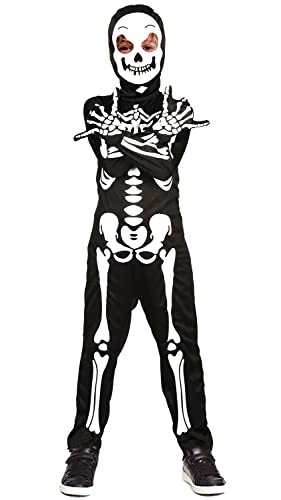 Koatobbor Kids Skeleton Costumes Glow In The Dark Halloween Scary Jumpsuit For Girls Boys (Black, 8-9 Years) #TOP3