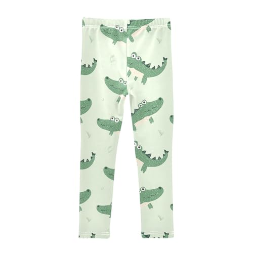Crocodile Green Girls Leggings,Workout Leggings for Girls Toddler Athletic Legging Size for 3-10T2