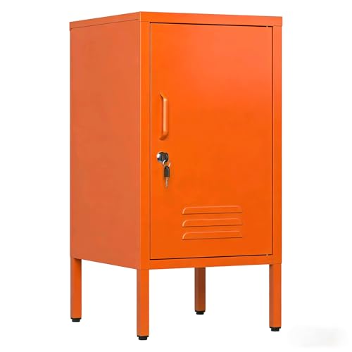 Garvee Metal Locker Nightstand with Shelf,Single Door Lockable Metal End Table,Modern Bedside Table, Versatile Side Cabinet for Bedroom, Living Room,