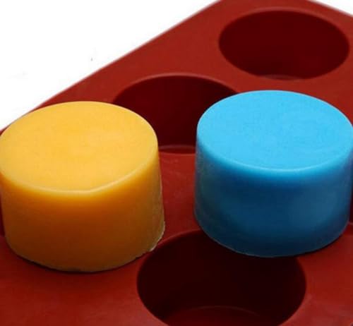 Image of 8 Cavity Circle Cylindrical Round Mini Bread, Loaf, Brownie, Mousse, Dessert Bakeware, Cornbread, Muffin Silicon Non-Stick Mould Multi Purpose, Handmade Soap, Ice Cream, Candle Jelly Pudding Cake DIY
