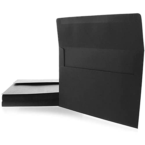 50 Pack Black A7 Envelopes, 5X7 For Invitations, Wedding, Graduation, Greeting Cards, Birthday (Square Flap) #TOP4