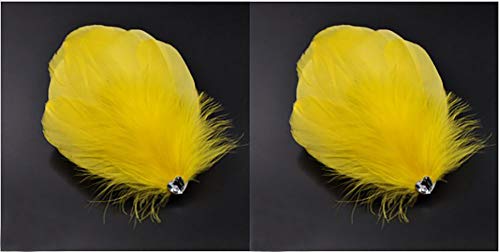 2Pcs Heart-Shaped Feather Hair Clip Headpiece Yellow