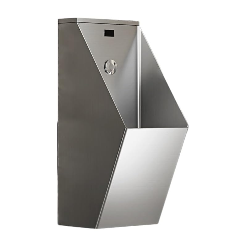 PFCDZDU 304 Stainless Steel Urinals, Commercial Flushing Urinal Trough for Men's, Bar Shop Wall-Mounted Induction Washout Toilet with Sensor and Drain Pipe(Silver)