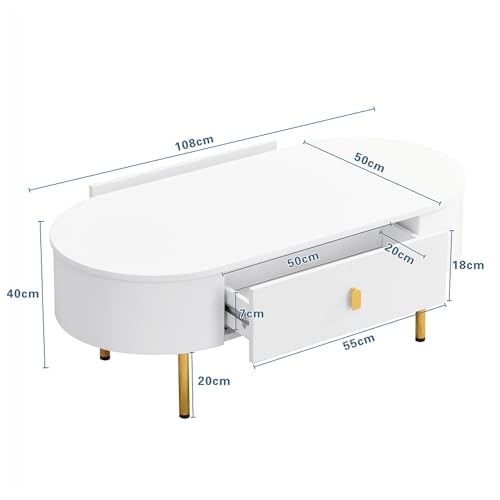 Table basse table d'appoint table de salon avec tiroirs de rangement chic - 4