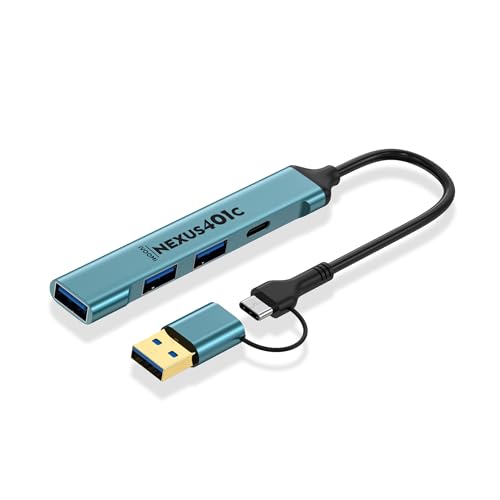 Image of iVOOMi NEXUS401C 2 in 1 Type-C /USB to 4 Port USB Aluminium Hub with 20cm Length and Gold Plated Connector, Working with Windows, macOS, Linux for Laptop, MacBook - 1 Year Warranty - Newly Launch