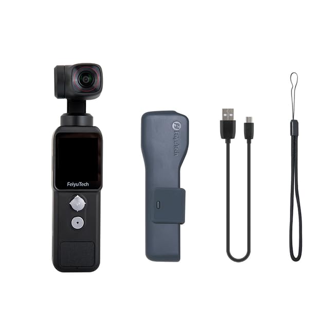 AECAM - FEIYUTECHs Feiyu Pocket 2 Handheld 3-Axis Stabilized 4K Video Action Camera with Mic 130° View 12MP Photo 4 x Zoom (Feiyu Pocket 2)