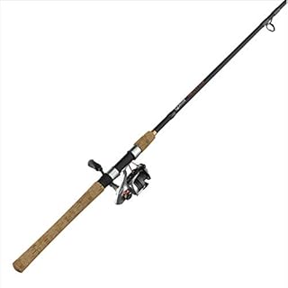 Quantum Reliance Spinning Reel and Fishing Rod Combo, 7-Foot 2-Inch 1-Piece Fishing Pole, Size 30 Reel, Changeable Right- or Left-Hand Retrieve, Graphite Rod with Cork Handle, Silver/Black