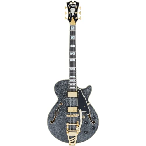 D'Angelico 6 String Semi-Hollow-Body Electrical Guitar, Right, Black Dog (DAESSBDGTR)
