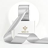 MEEDEE Silver Satin Ribbon 2 Inch Silver Ribbon Lux Double Faced Ribbons by 25 Yards Silk Satin Ribbons for Gift Wrapping, DIY Crafts, Weddings, Flower Bouquet, Holiday Decorating