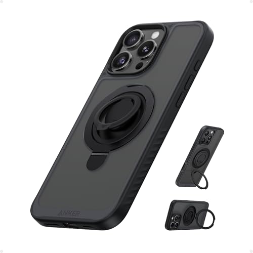 Anker MagGo Magnetische Hülle, Weiche 360° Silikonring Halterung für iPhone 15, Dünn und strapazierfähig, Kompatibel mit MagSafe, Schutzhülle, 2-in-1 stoßfestes Design, Nur für iPhone 15 Sch