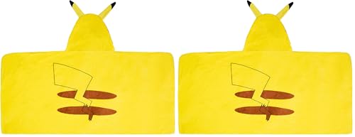 Image of Franco Pokemon Pikachu Bath and Beach Soft Cotton Terry Hooded Towel Wrap,24 inch x 50 inch Kids,(Pack of 2)