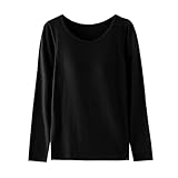 Maglietta a maniche lunghe da donna, reggiseno a maniche lunghe, per pigiama, yoga, top imbottito, casual, con reggiseno, maglietta di base, per sport al chiuso e all